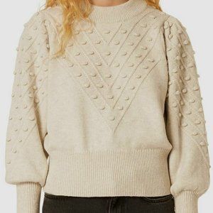 French Connection Women's Ivory Bobble Knits Cropped Popcorn Sweater Size XS